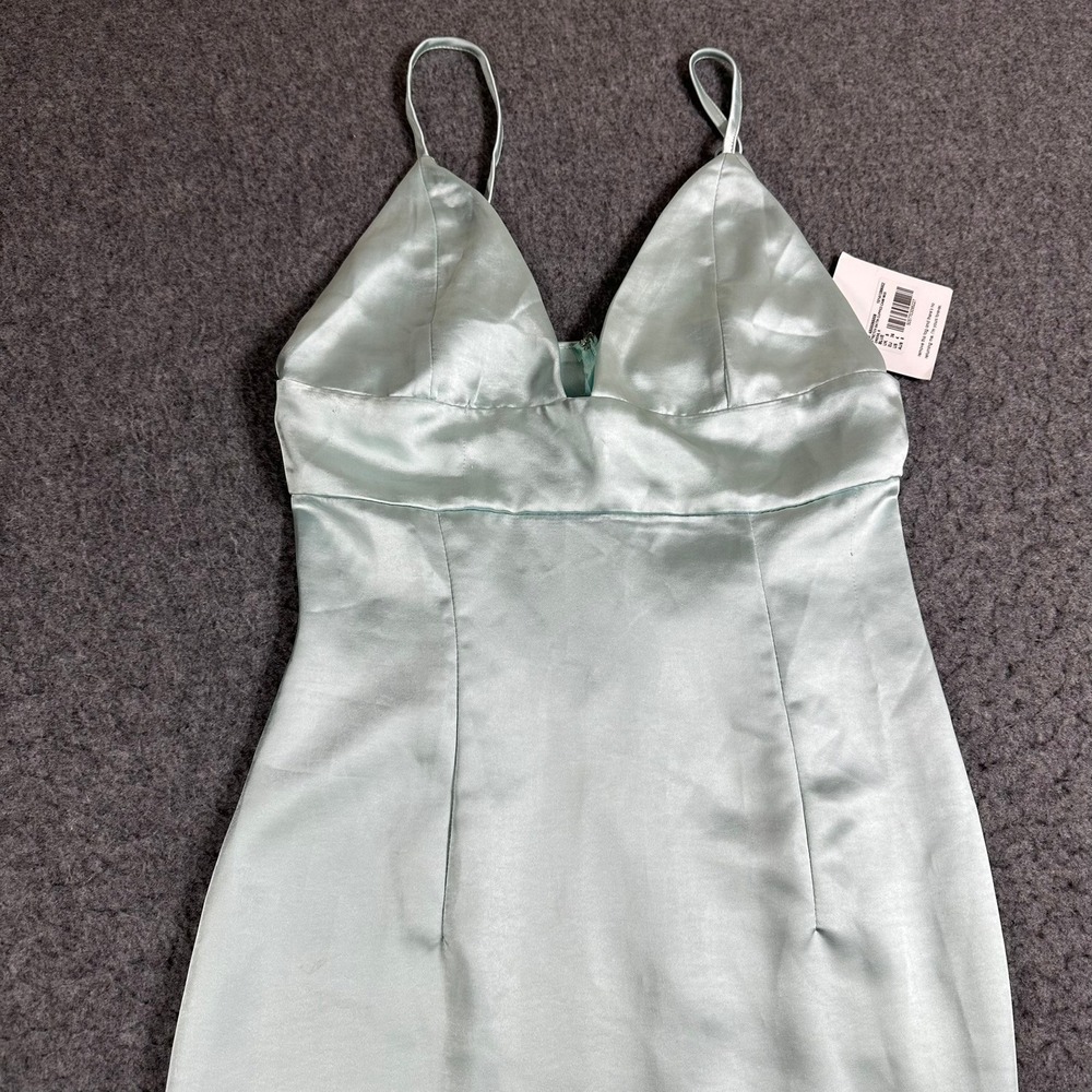 Missguided Stretch Satin Cupped Cami Midi Dress Blue US 4 NWT